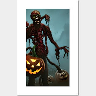 Pumpkin Zombie in Halloween Posters and Art